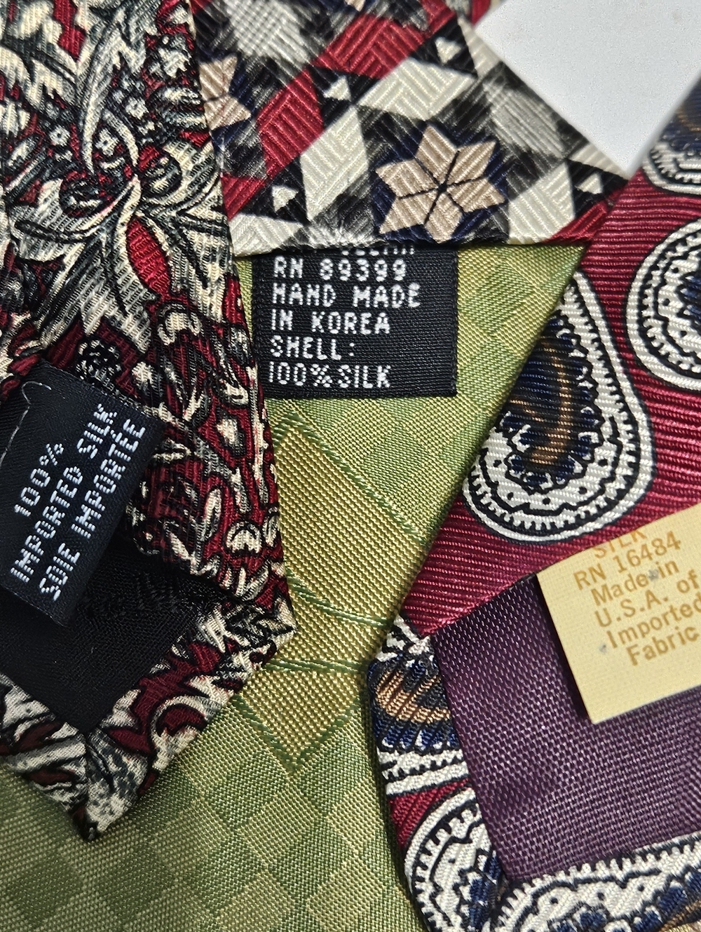 6 Misc. Name Brand Men's Silk Polyester Nylon Red Brown Multi-Colored Neck Ties - Picture 15 of 16